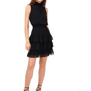 1.STATE Smock Neck Sleeveless Fit and Flare Dress